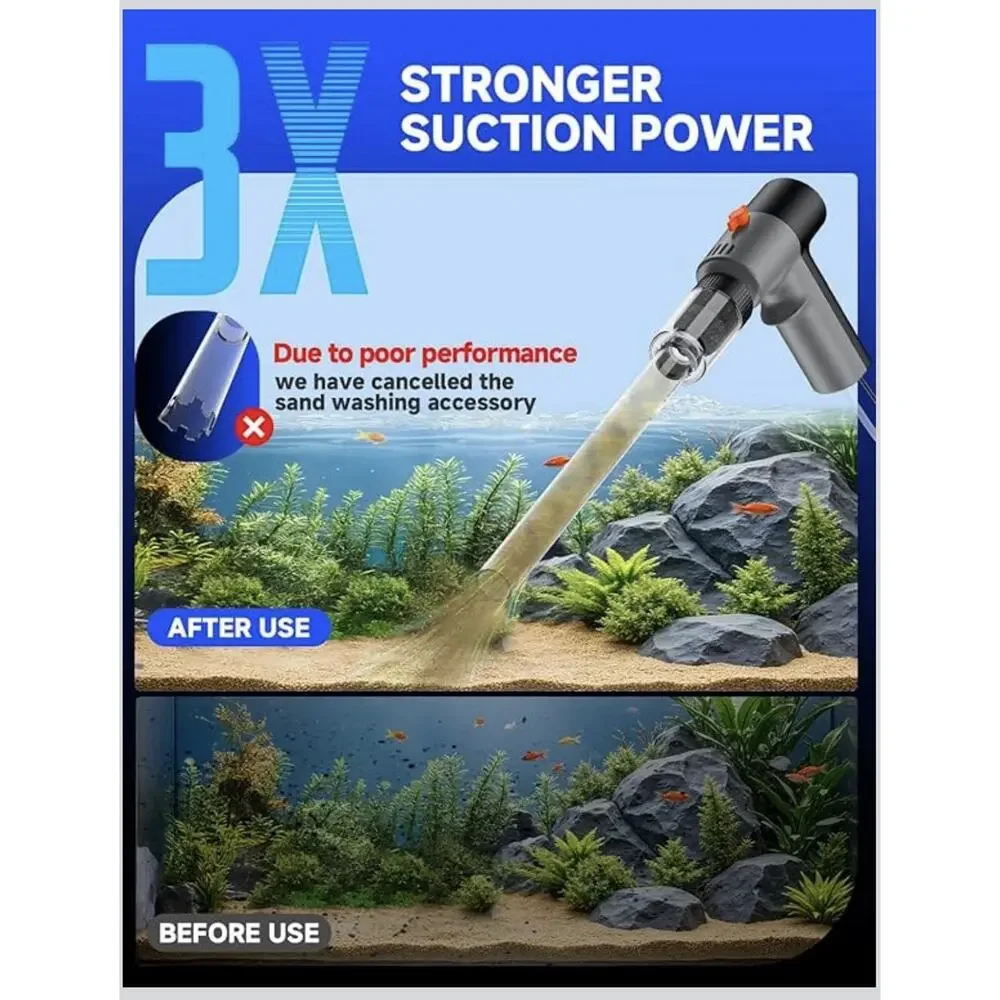 VIPASKA Electric Aquarium Gravel Cleaner 3-Mode Water Changer 6-in-1 Kit